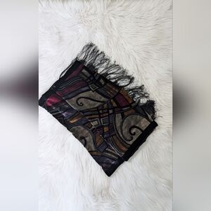 Elegant Black and Red Patterned Scarf